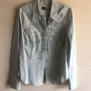 Ideology  Robins egg blue button down blouse